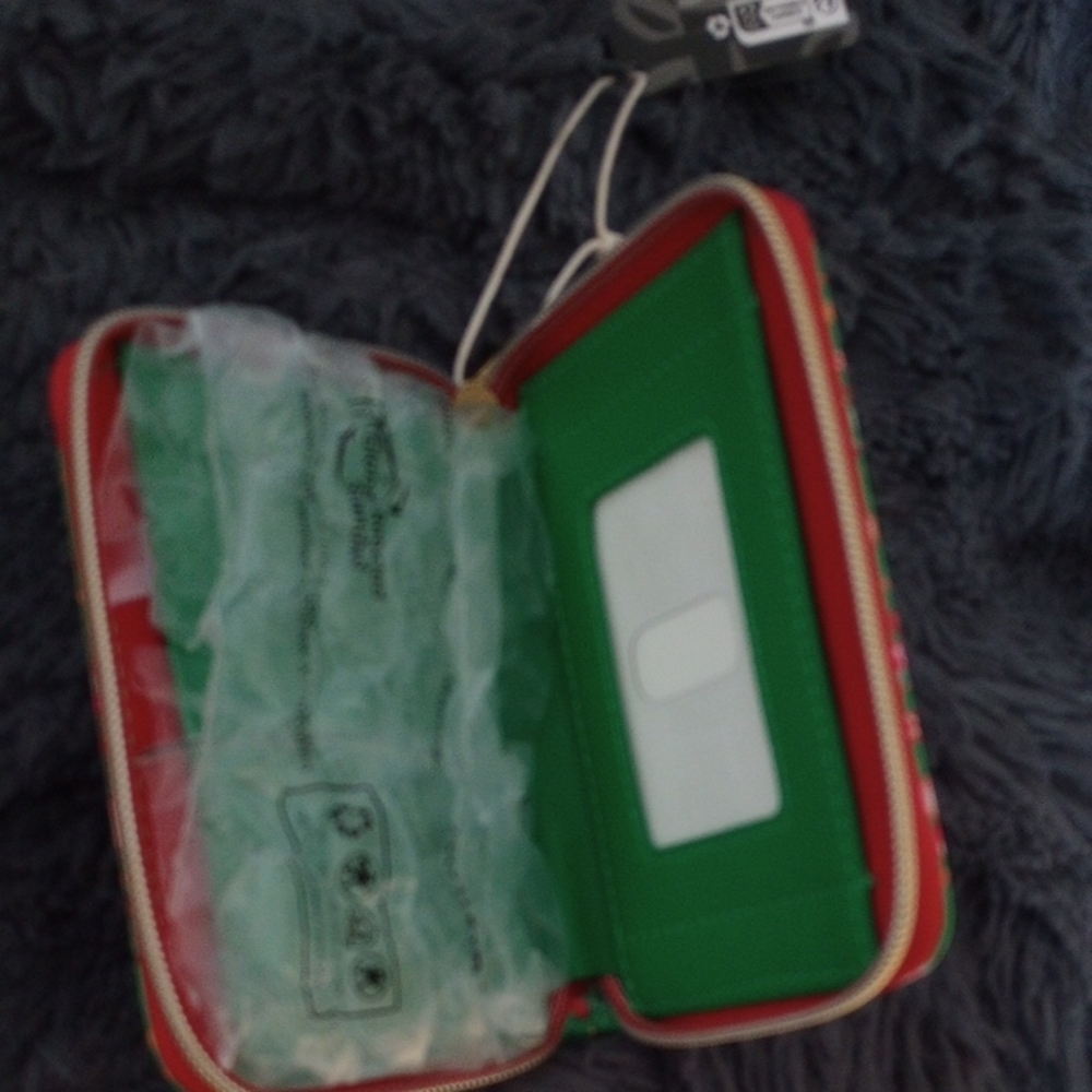 Loungefly Green Holiday Pattern Mini Wallet with Red & White Accents - Picture 4 of 5